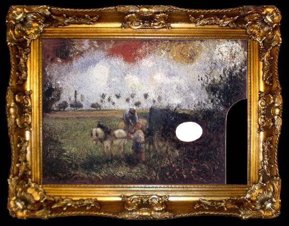 framed  Camille Pissarro The artist-s palette with a landscape, ta009-2